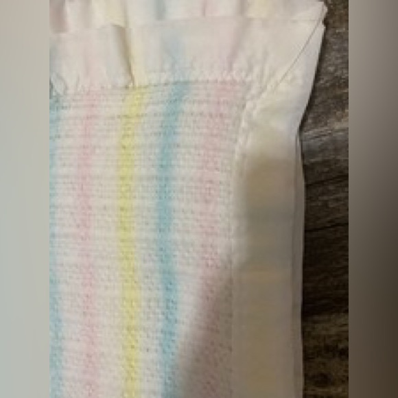 Vintage Pastel Striped Baby Blanket Acrylic Satin Trim Waffle Weave Esmond Mill - Picture 3 of 7